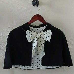Vintage linen caplet with polka dot tie